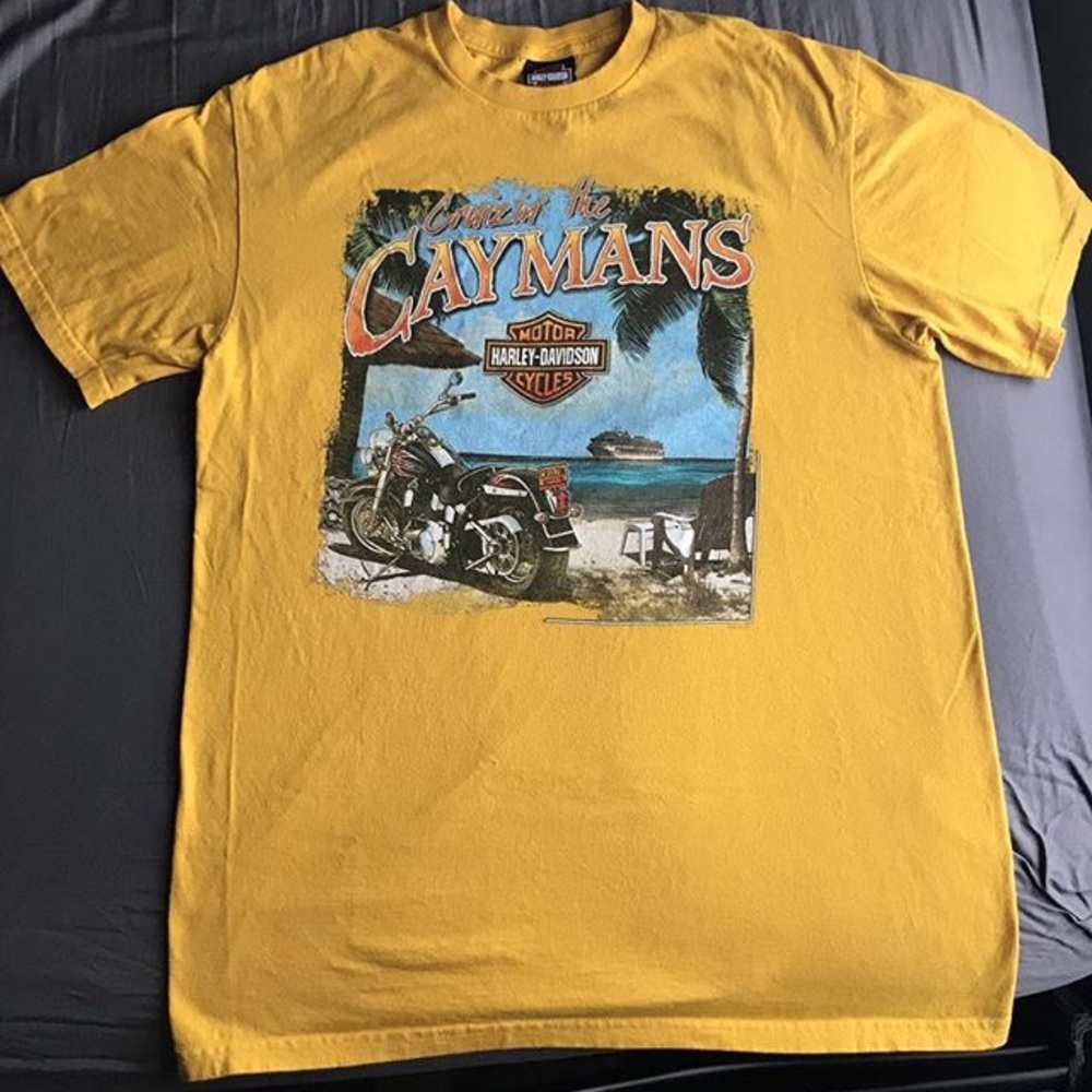 Yellow Harley Davidson Graphic Tee Shirt(Large)